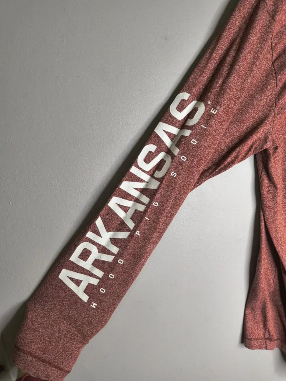 Arkansas Razorback The Nike Tee Long Sleeve Hooded Red Pig Sooie Women's Small - Picture 4 of 12